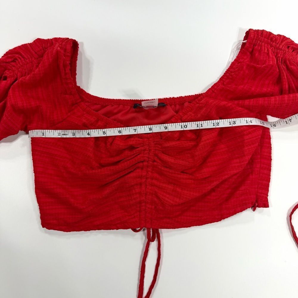 Lulu’s Red Ruched Crop Top – Size M - Picture 7 of 10